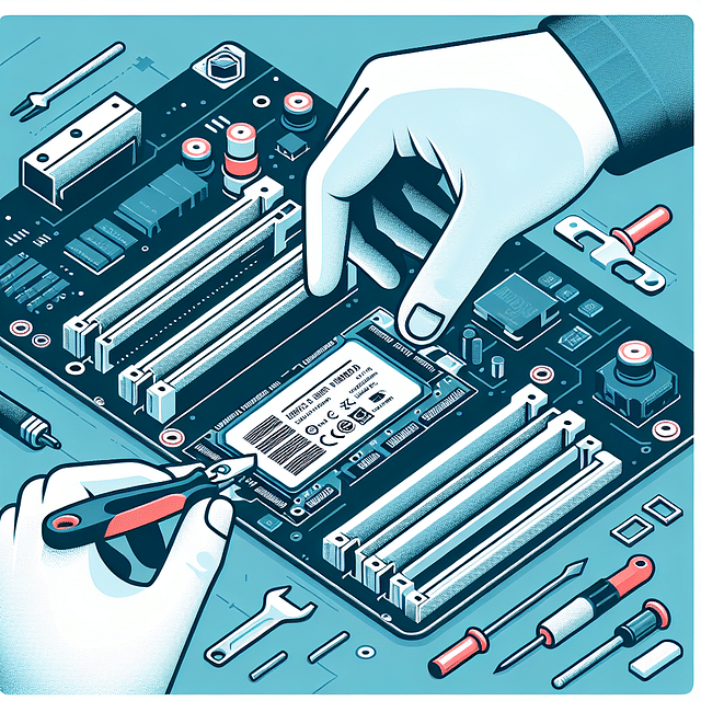 inserting M.2 NVMe SSD into motherboard slot