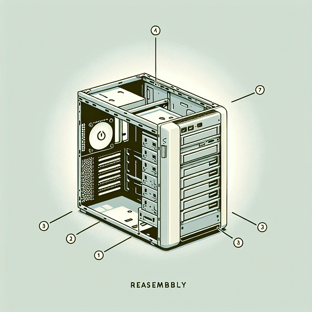 re-assembled PC case with power light on