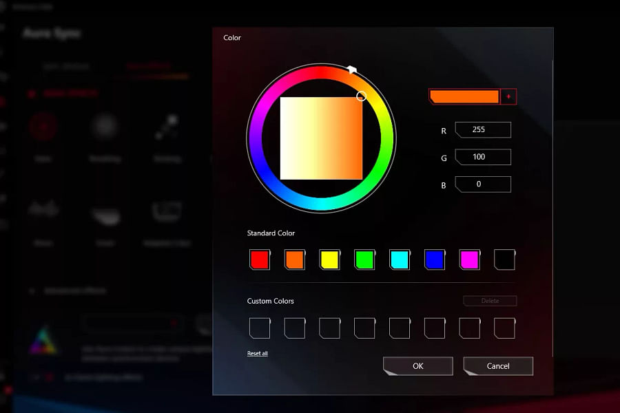 Asus gaming PC RGB lighting