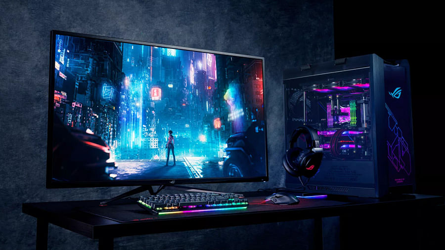 Asus Gaming PC setup illuminated with vibrant RGB lighting
